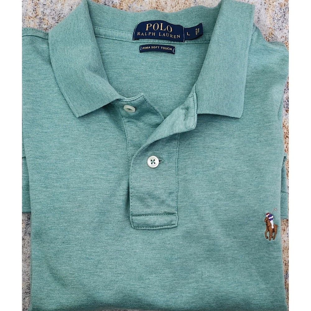Polo Ralph Lauren Men's Green Prima Soft Touch 100% Cotton Polo Size Large